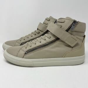 Aldo Beige Maureo Leather High Top Sneakers Double Zip Details 9